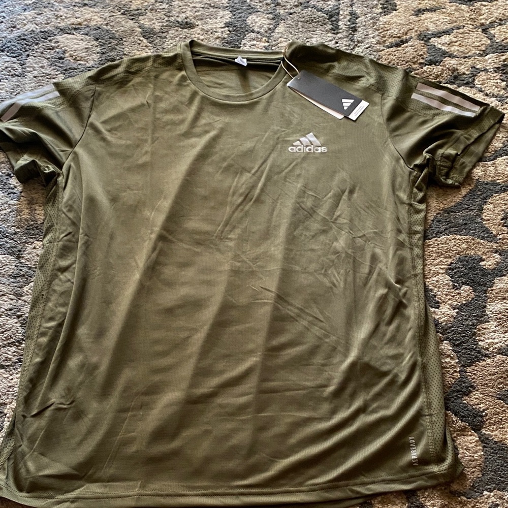 Adidas Green Short Sleeve Tee Athletic Performance